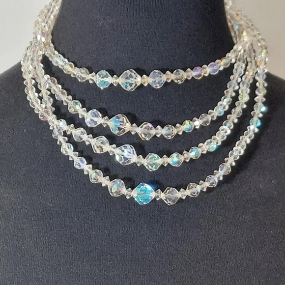 Vintage Aurora Borealis 4 Strand Necklace - Picture 9 of 11